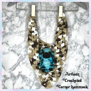 Artisan Crochet Earth Tone Handmade Corner Hammock Decorative Wall Hanging